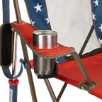 Premium All-Weather Comfort Pro Rocker - USA Anniversary Deluxe - Choice 424 - Heavy-Duty Kickback Rocker with Beverage Holder Detail