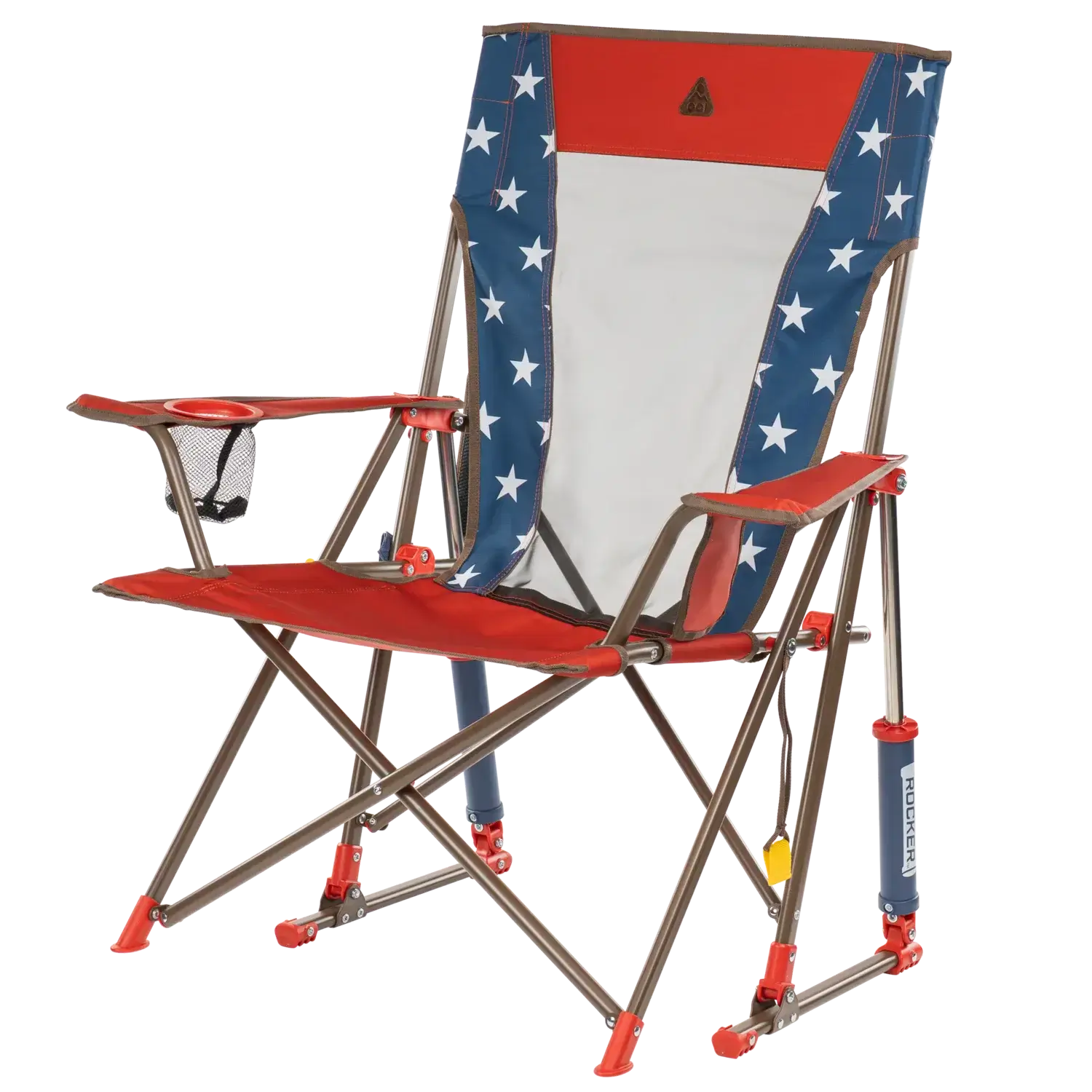 Premium All-Weather Comfort Pro Rocker - USA Anniversary Deluxe - Choice 424 - Heavy-Duty Kickback Rocker with Beverage Holder Detail