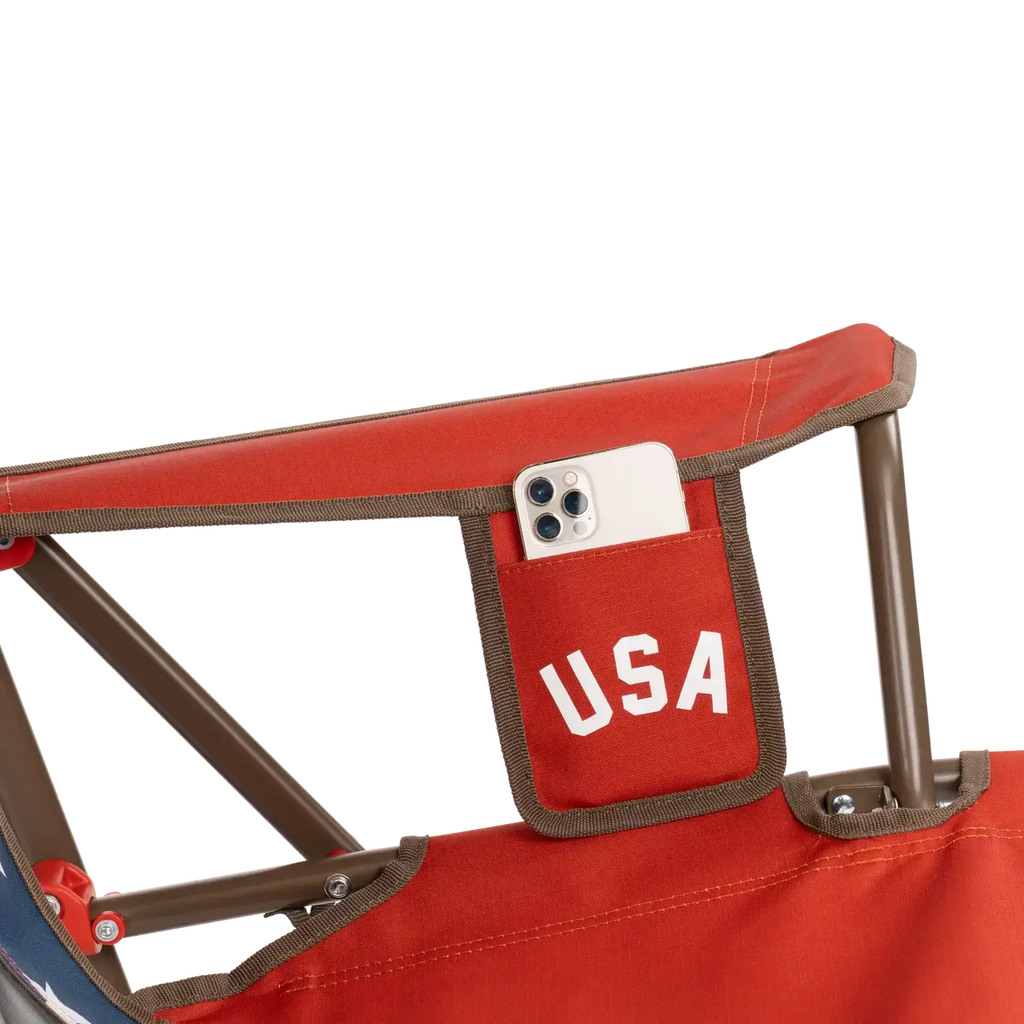 Premium All-Weather Comfort Pro Rocker - USA Anniversary Deluxe - Choice 424 - Heavy-Duty Kickback Rocker with Beverage Holder Detail