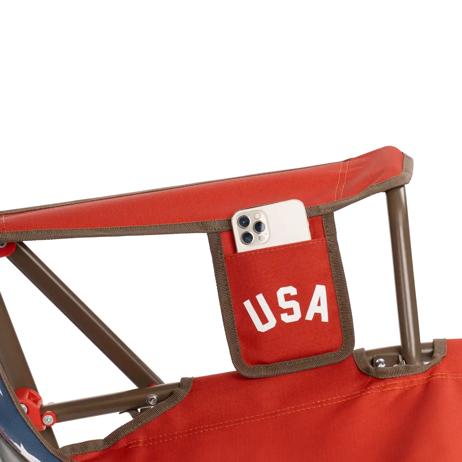 Premium All-Weather Comfort Pro Rocker - USA Anniversary Deluxe - Choice 424 - Heavy-Duty Kickback Rocker with Beverage Holder Detail