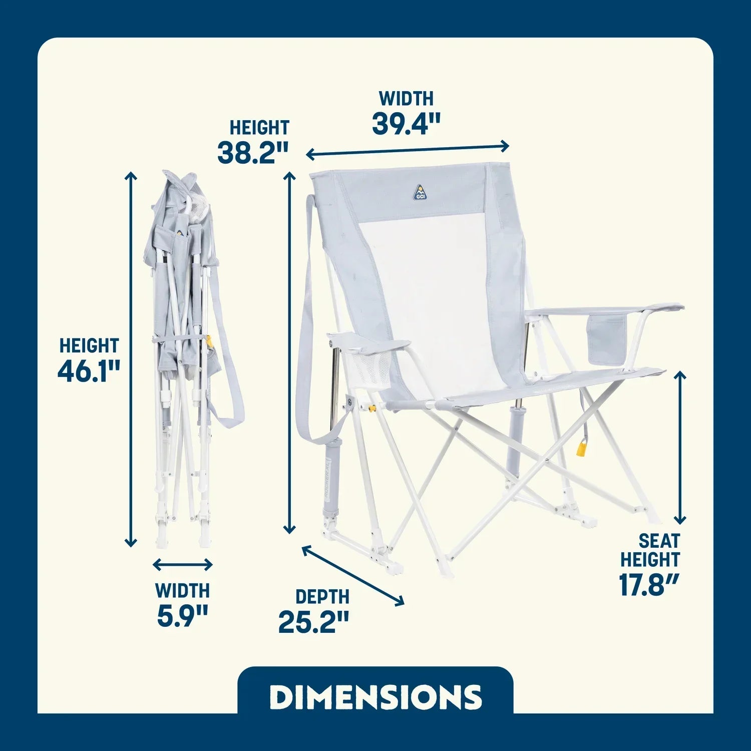 Heavy-Duty Freestyle Comfort Pro Rocker XL - Choice 107 - Patented Spring-Action Rocking Chair for Camping Detail