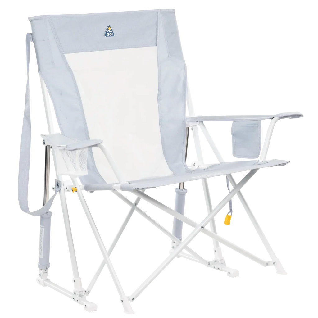 Heavy-Duty Freestyle Comfort Pro Rocker XL - Choice 107 - Patented Spring-Action Rocking Chair for Camping - Heathered Light Blue