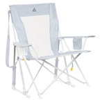 Heavy-Duty Freestyle Comfort Pro Rocker XL - Choice 107 - Patented Spring-Action Rocking Chair for Camping - Heathered Light Blue