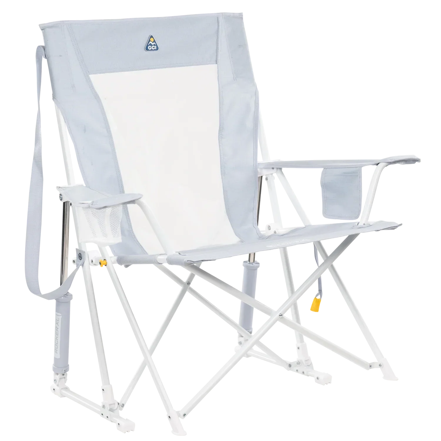 Heavy-Duty Freestyle Comfort Pro Rocker XL - Choice 107 - Patented Spring-Action Rocking Chair for Camping - Heathered Light Blue