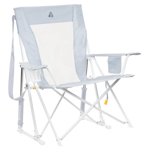 Heavy-Duty Freestyle Comfort Pro Rocker XL - Choice 107 - Patented Spring-Action Rocking Chair for Camping - Heathered Light Blue