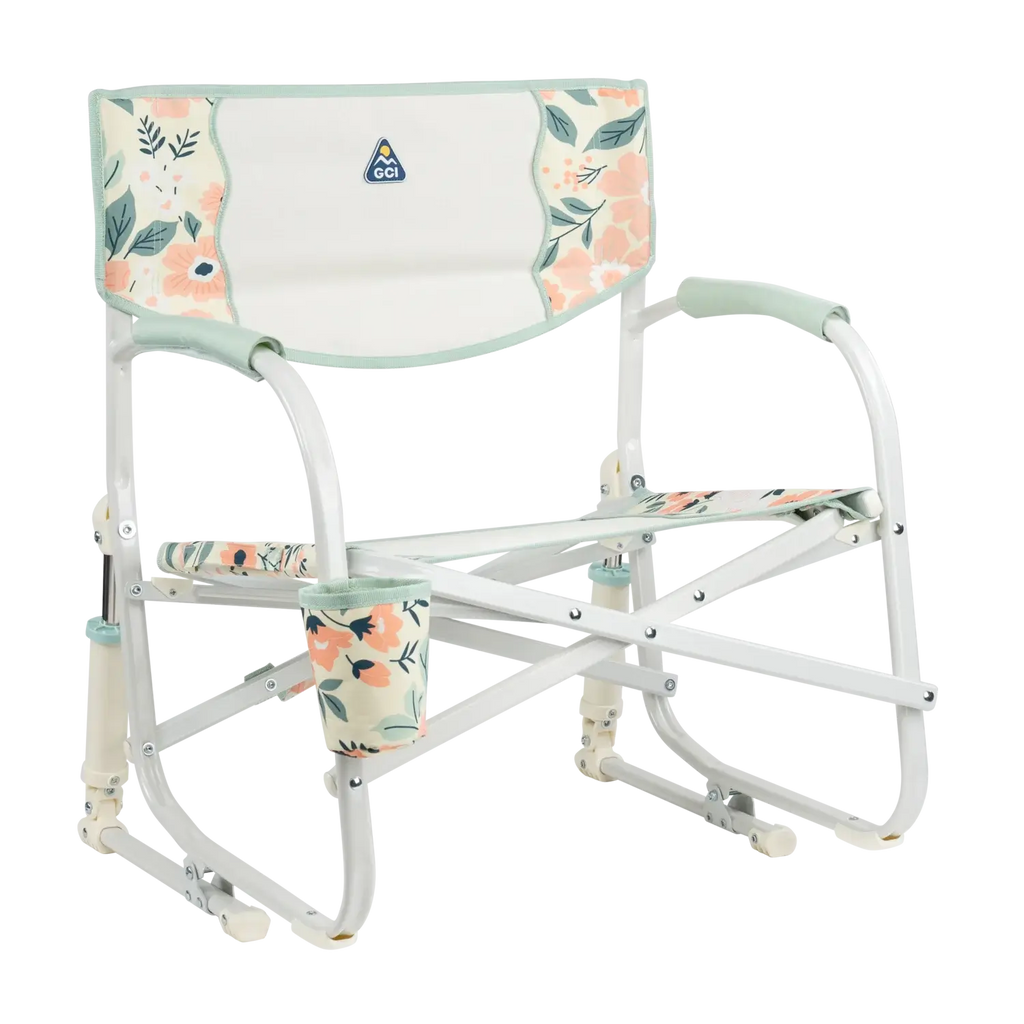 Patented Spring-Action Grab & Go Rocker - Choice 551 - RoadTrip Rocker Smooth Motion Camp Chair - Floral Bouquet