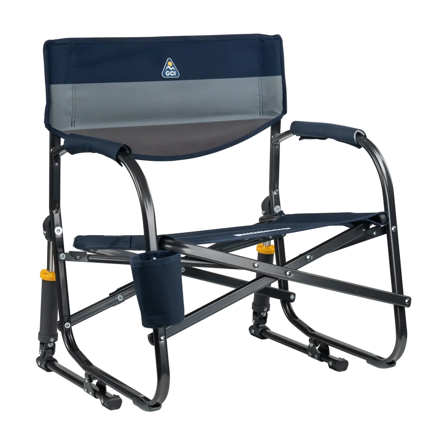 Patented Spring-Action Grab & Go Rocker - Choice 551 - RoadTrip Rocker Smooth Motion Camp Chair - Indigo Color Block