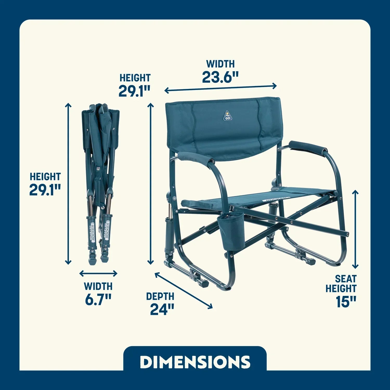 Patented Spring-Action Grab & Go Rocker - Choice 551 - RoadTrip Rocker Smooth Motion Camp Chair Detail