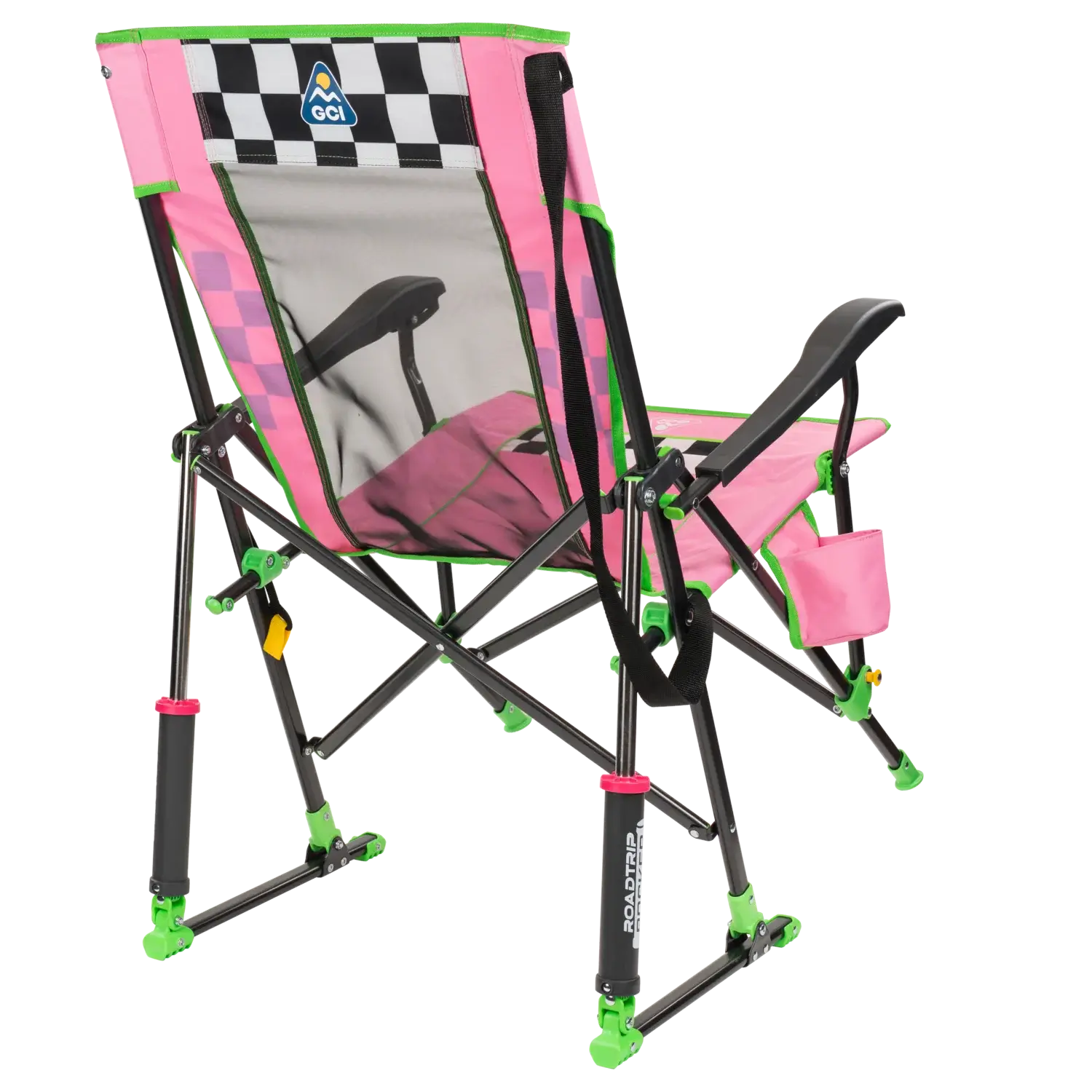 Heavy-Duty Freestyle RoadTrip Rocker - NASCAR For Her - Choice 560 - Patented Spring-Action Rocking Chair for Camping Detail