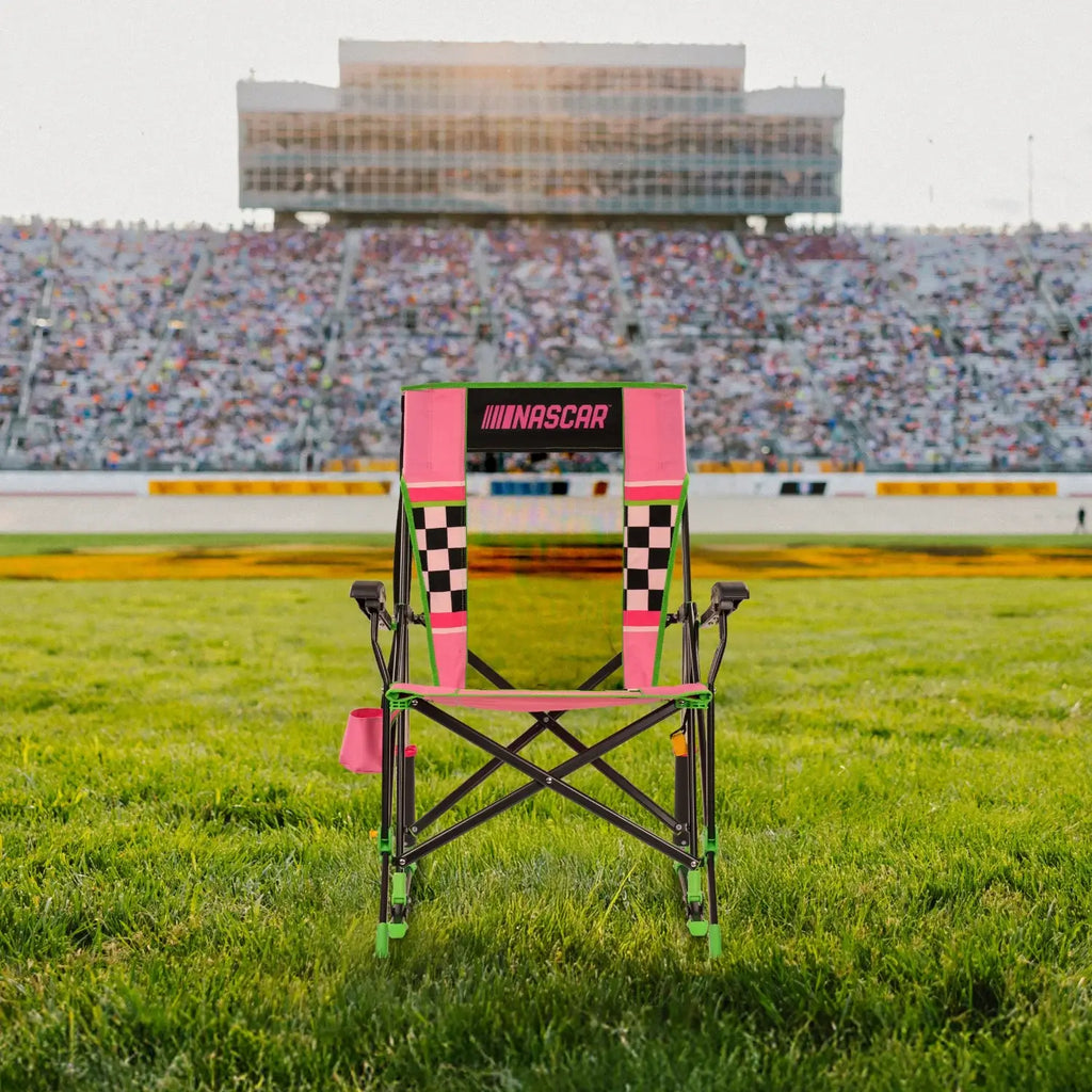 Heavy-Duty Freestyle RoadTrip Rocker - NASCAR For Her - Choice 560 - Patented Spring-Action Rocking Chair for Camping Detail