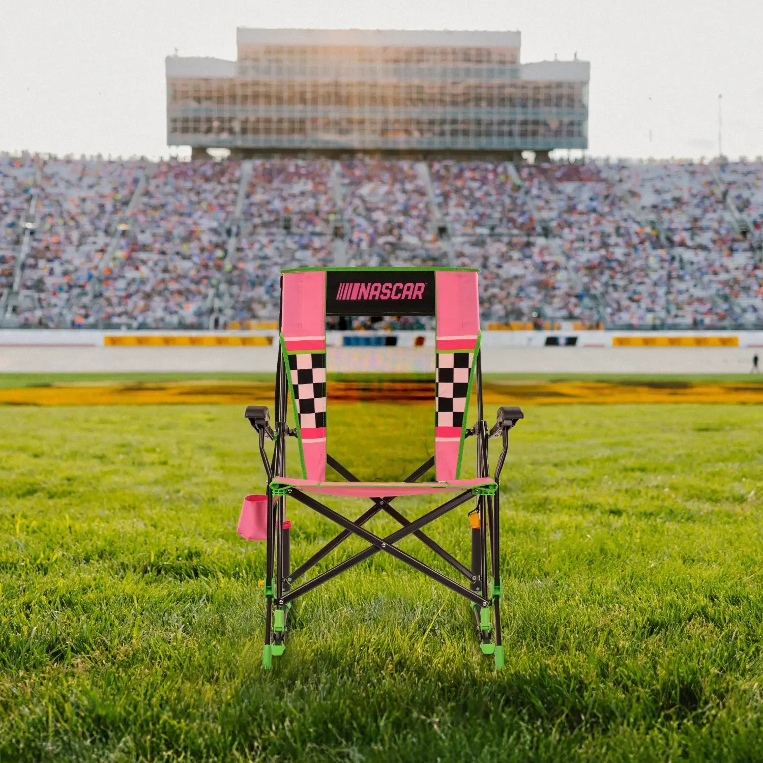 Heavy-Duty Freestyle RoadTrip Rocker - NASCAR For Her - Choice 560 - Patented Spring-Action Rocking Chair for Camping Detail