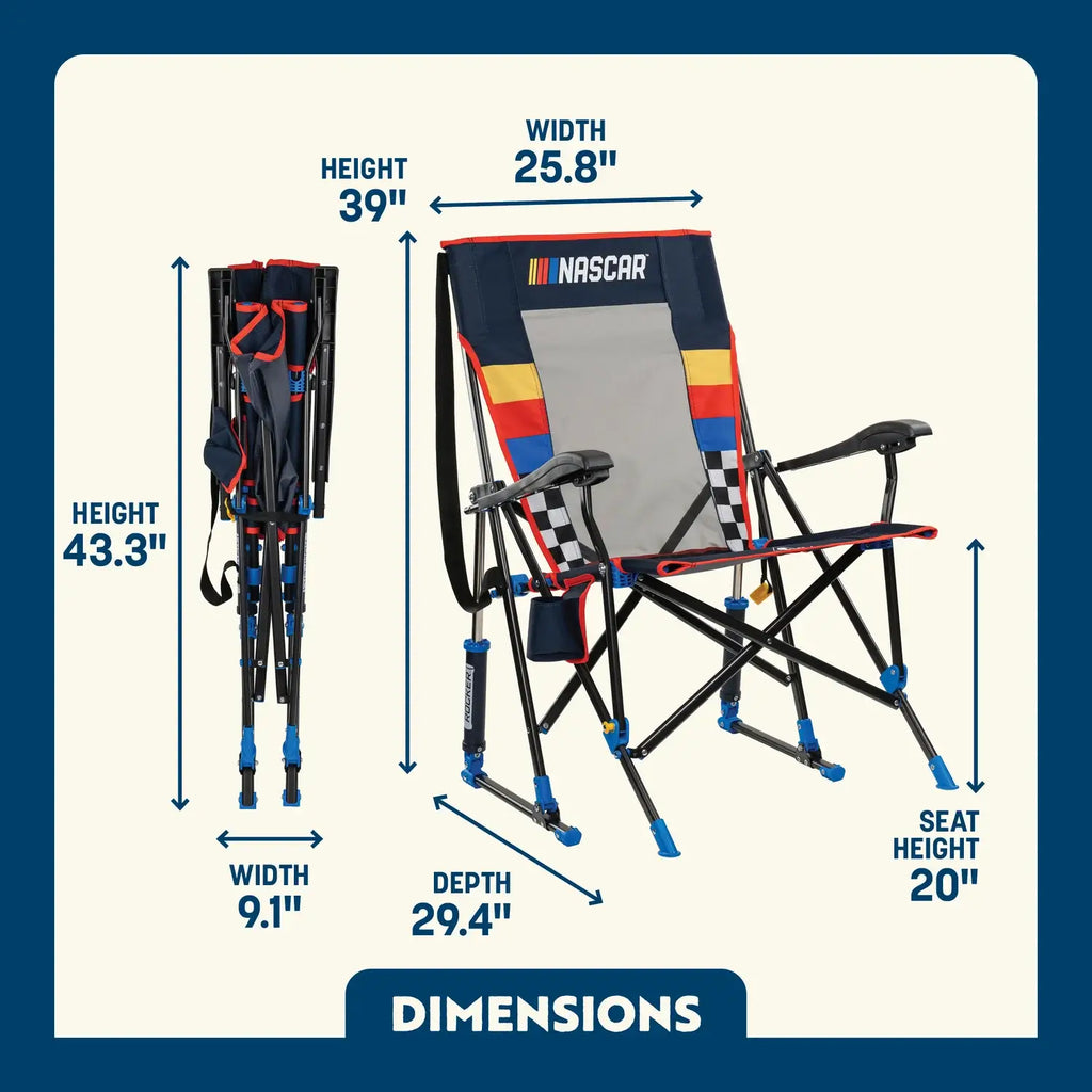 Patented Spring-Action RoadTrip Rocker - NASCAR For Him - Choice 453 - RoadTrip Rocker Smooth Motion Camp Chair Detail
