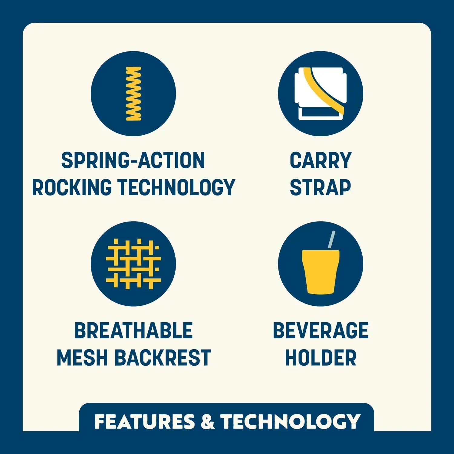 Patented Spring-Action RoadTrip Rocker - NASCAR For Him - Choice 453 - RoadTrip Rocker Smooth Motion Camp Chair Detail