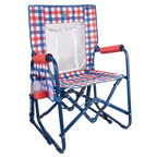 Luxury Camp Stowaway Rocker with Storage Pouch - Choice 573 - Patented Spring-Action Rocking Chair for Camping - Patriotic Plaid