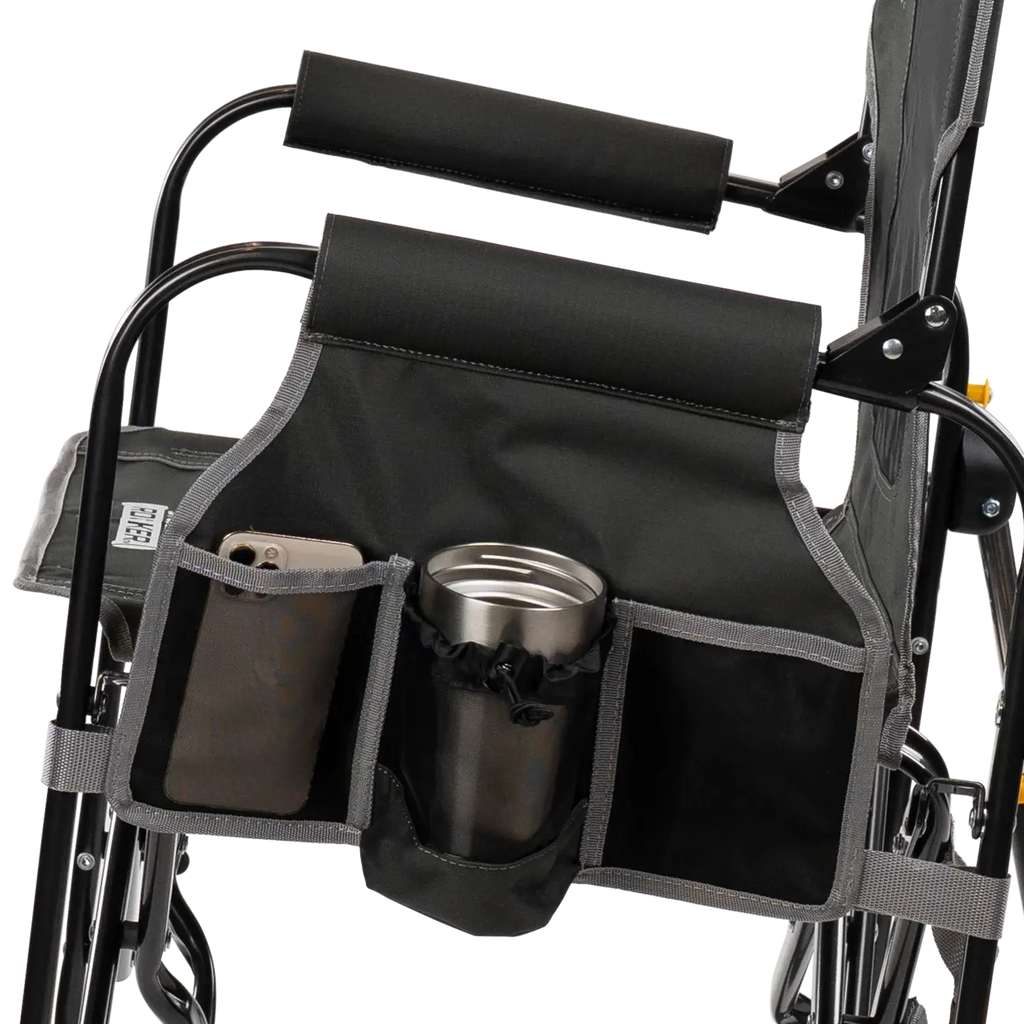 Patented Spring-Action Stowaway Rocker with Side Table - Choice 253 - Heavy-Duty Kickback Rocker with Beverage Holder Detail