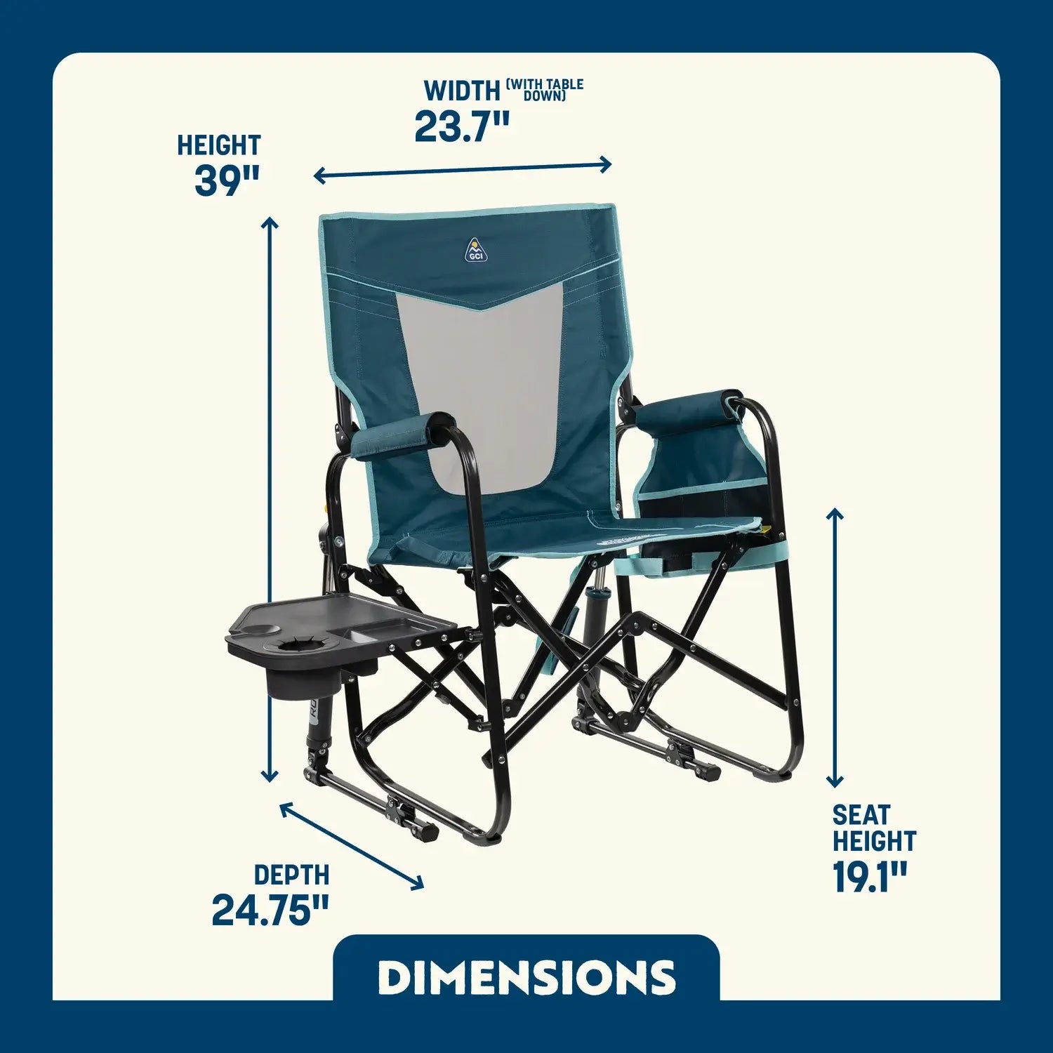 Patented Spring-Action Stowaway Rocker with Side Table - Choice 253 - Heavy-Duty Kickback Rocker with Beverage Holder Detail