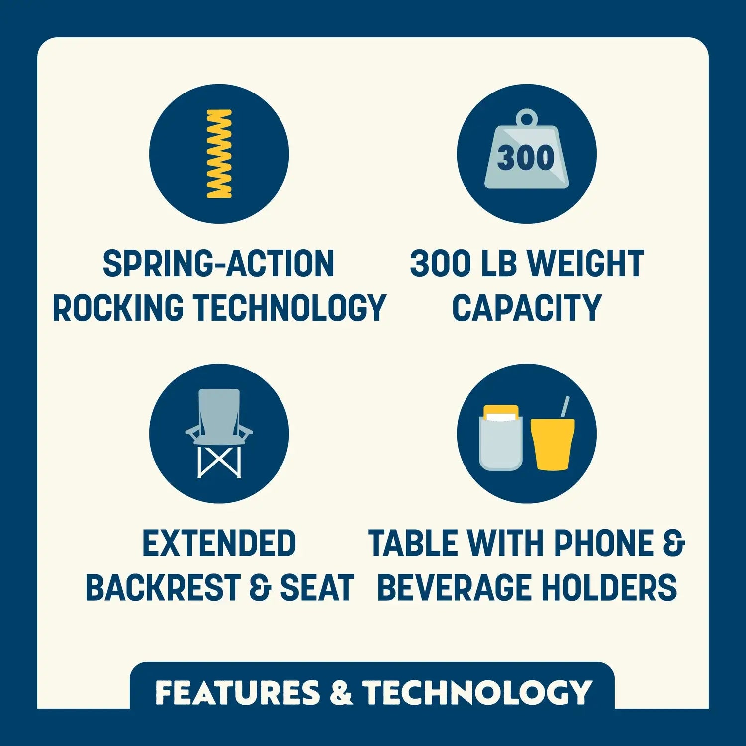 Patented Spring-Action Stowaway Rocker with Side Table - Choice 253 - Heavy-Duty Kickback Rocker with Beverage Holder Detail