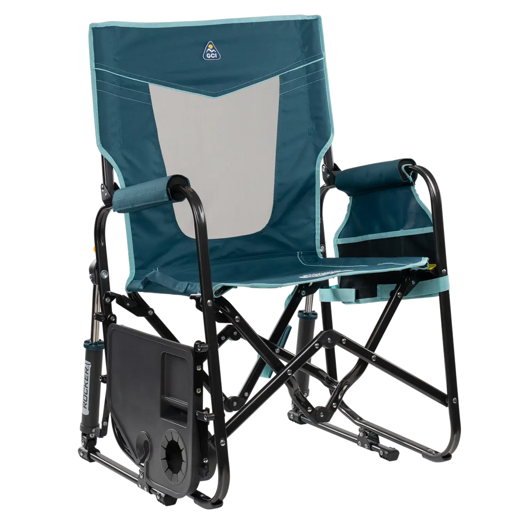 Patented Spring-Action Stowaway Rocker with Side Table - Choice 253 - Heavy-Duty Kickback Rocker with Beverage Holder Detail