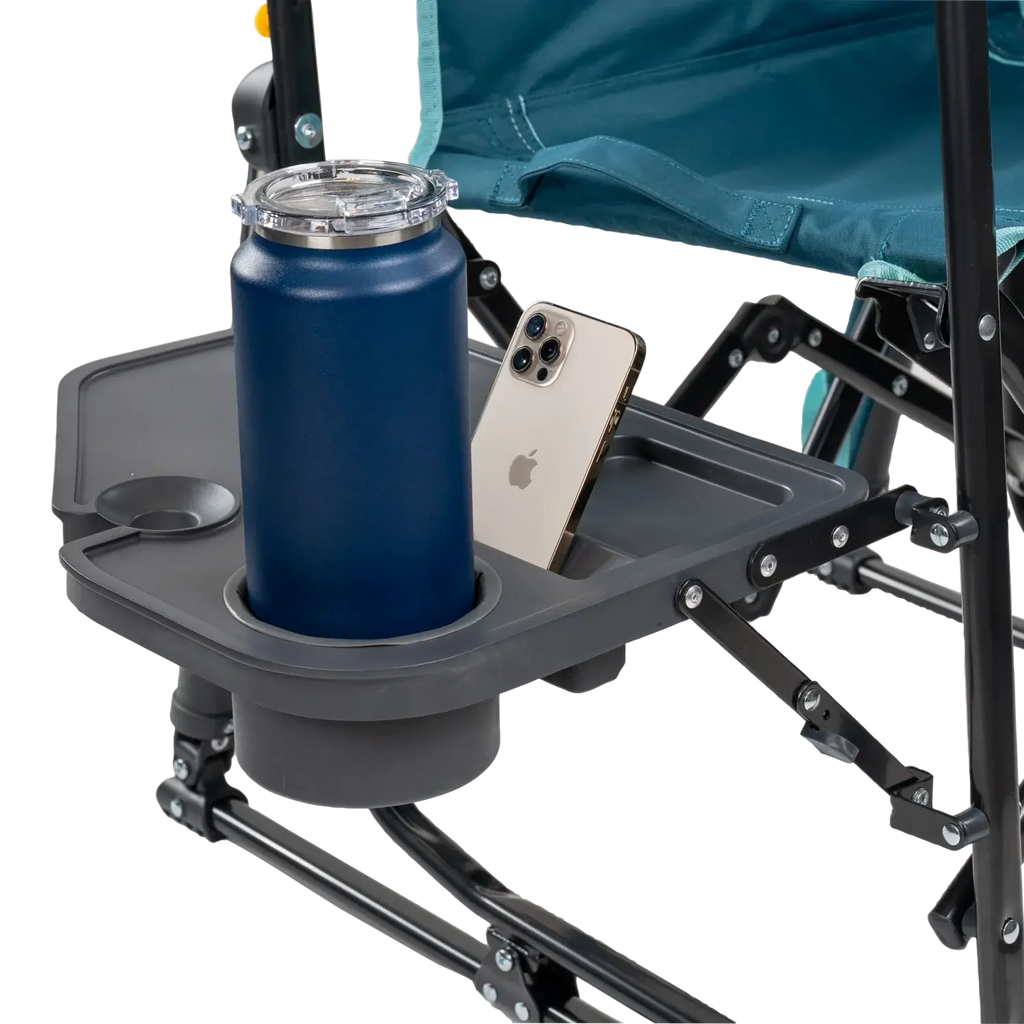 Patented Spring-Action Stowaway Rocker with Side Table - Choice 253 - Heavy-Duty Kickback Rocker with Beverage Holder Detail