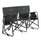 Luxury Camp Tandem Rocker - Choice 227 - Heavy-Duty Kickback Rocker with Beverage Holder - Dark Charcoal